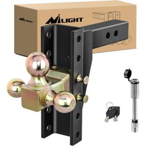 imageNilight Shackle Hitch Receiver 2Inch 45000 LBs Breaking Strength 34 D Ring Trailer Fasten Pin Heavy Duty Solid Recovery Towing Kit for Trucks Jeeps OffRoadTriBall Trailer Hitch Adjustable