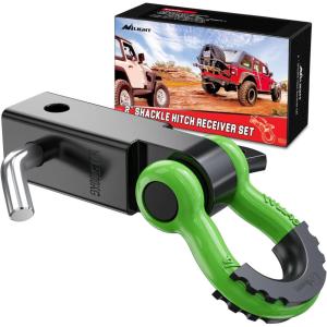 imageNilight Shackle Hitch Receiver 2Inch 45000 LBs Breaking Strength 34 D Ring Trailer Fasten Pin Heavy Duty Solid Recovery Towing Kit for Trucks Jeeps OffRoadBlackGreen