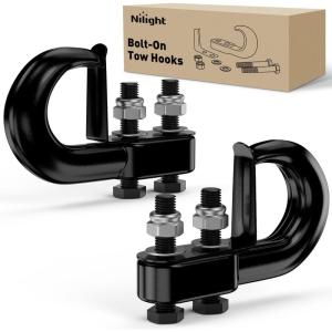 imageNilight Shackle Hitch Receiver 2Inch 45000 LBs Breaking Strength 34 D Ring Trailer Fasten Pin Heavy Duty Solid Recovery Towing Kit for Trucks Jeeps OffRoadBoltOn Tow Hooks