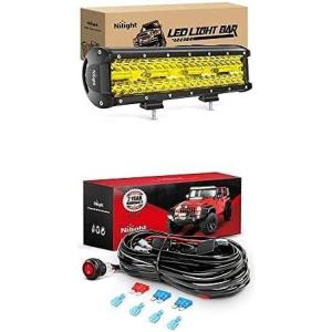 imageNilight LED Light Bar 12Inch 240W Amber Spot Flood Combo Led Off Road Lights with 12V 16AWG Wiring Harness Kit2 Lead 2 Years Warranty