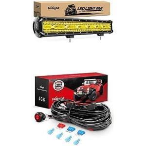 imageNilight LED Light Bar 20Inch 420W Amber Spot Flood Combo Led Off Road Lights with 12V 16AWG Wiring Harness Kit2 Lead 2 Years Warranty
