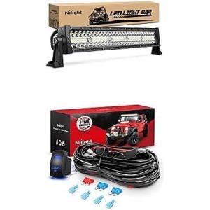 imageNilight LED Light Bar 22Inch 480W Spot Flood Combo Led Off Road Lights with 12V 5Pin Rocker Switch 16AWG Wiring Harness Kit2 Lead 2 Years Warranty