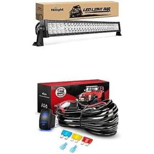 imageNilight LED Light Bar 32Inch 180W Spot Flood Combo Led Off Road Lights with 12V 5Pin Rocker Switch 14AWG Wiring Harness Kit1 Lead 2 Years Warranty