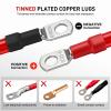 imageNilight 2 PCS 4 AWG Golf Cart Battery Cable Wiring Kit 12 Inch Heavy Duty Pure Copper ACDC Wire Kits with Tinned Copper Lugs for 36V48V EZGO TXT 1994up
