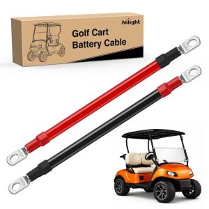 imageNilight 2 PCS 4 AWG Golf Cart Battery Cable Wiring Kit 12 Inch Heavy Duty Pure Copper ACDC Wire Kits with Tinned Copper Lugs for 36V48V EZGO TXT 1994up