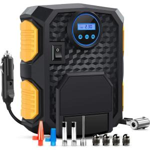 imageNilight 50028R BlackYellow 12V DC 150 PSI Air Compressor Pump Portable Digital Auto Tire Car Truck Bicycle RV and Other Inflatables 2 Years Warran