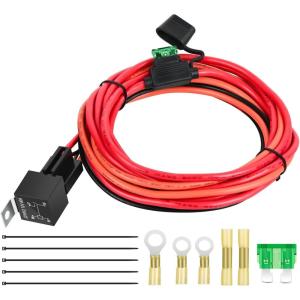 imageNilight Electric Fuel Pump Relay Kit Wiring Harness 40 AMP Relay Heavy Duty 10 Gauge Cables w30 AMP Blade Fuse 12V System for Trucks Cars RVs Marine Boats TrailersFuel Pump Relay Kit