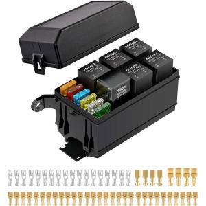 imageNilight Electric Fuel Pump Relay Kit Wiring Harness 40 AMP Relay Heavy Duty 10 Gauge Cables w30 AMP Blade Fuse 12V System for Trucks Cars RVs Marine Boats TrailersFuse and Relay Block