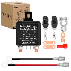 imageNilight 240A Remote Battery Disconnect Switch 12V 24V Car Smart AntiTheft Kill Switches Upgrade Prevent Power Drain Wireless Remote Control Relay Fobs Voltmeter Display for Auto Cars Truck RV Boat200A Remote Control