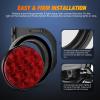 imageNilight Trailer Tail Light 2PCS 4Inch Round 16 LED Red Amber Chrome Frame Marker Clearance Stop Brake Turn Signal Running Taillight IP67 Waterproof for Trailer Truck Pickup Camper RVRed  Brackets 2pcs