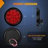 imageNilight Trailer Tail Light 2PCS 4Inch Round 16 LED Red Amber Chrome Frame Marker Clearance Stop Brake Turn Signal Running Taillight IP67 Waterproof for Trailer Truck Pickup Camper RVRed  Brackets 2pcs