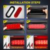 imageNilight Trailer Tail Light 2PCS 59Inch Teardrop 35 LED Amber Chrome Bezel Marker Clearance Brake Turn Signal Running Taillight IP67 Waterproof for Trailer Truck Pickup Camper RVRedWhite 4Pcs