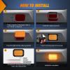 imageNilight Trailer Tail Light 2PCS 6Inch Oval 23 LED Red Amber Chrome Frame Marker Clearance Stop Brake Turn Signal Running Taillight IP67 Waterproof for Trailer Truck Pickup Camper RV2Pcs Amber 24Led Lights 5x3Inch