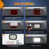 imageNilight Trailer Tail Light 2PCS 6Inch Oval 23 LED Red Amber Chrome Frame Marker Clearance Stop Brake Turn Signal Running Taillight IP67 Waterproof for Trailer Truck Pickup Camper RV2Pcs White 24Led Lights 5x3Inch