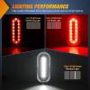imageNilight Trailer Tail Light 2PCS 6Inch Oval 23 LED Red Amber Chrome Frame Marker Clearance Stop Brake Turn Signal Running Taillight IP67 Waterproof for Trailer Truck Pickup Camper RV2Pcs Red White Screws 23Led Lights