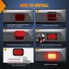 imageNilight Trailer Tail Light 2PCS 6Inch Oval 23 LED Red Amber Chrome Frame Marker Clearance Stop Brake Turn Signal Running Taillight IP67 Waterproof for Trailer Truck Pickup Camper RV6Pcs RedWhite 24Led Lights 5x3Inch
