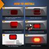 imageNilight Trailer Tail Light 2PCS 6Inch Oval 23 LED Red Amber Chrome Frame Marker Clearance Stop Brake Turn Signal Running Taillight IP67 Waterproof for Trailer Truck Pickup Camper RV2Pcs Red 10Led Lights 5x3Inch