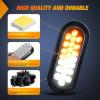 imageNilight Trailer Tail Light 2PCS 6Inch Oval 23 LED Red Amber Chrome Frame Marker Clearance Stop Brake Turn Signal Running Taillight IP67 Waterproof for Trailer Truck Pickup Camper RV2Pcs Amber White 24Led Strobe Lights