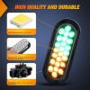 imageNilight Trailer Tail Light 2PCS 6Inch Oval 23 LED Red Amber Chrome Frame Marker Clearance Stop Brake Turn Signal Running Taillight IP67 Waterproof for Trailer Truck Pickup Camper RV2Pcs Amber Green 24Led Strobe Lights