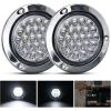 imageNilight Trailer Tail Light 2PCS 4Inch Round 16 LED Red Amber Chrome Frame Marker Clearance Stop Brake Turn Signal Running Taillight IP67 Waterproof for Trailer Truck Pickup Camper RVWhite screws 2Pcs
