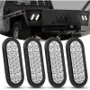imageNilight Trailer Tail Light 2PCS 6Inch Oval 23 LED Red Amber Chrome Frame Marker Clearance Stop Brake Turn Signal Running Taillight IP67 Waterproof for Trailer Truck Pickup Camper RV4Pcs White 24Led Lights