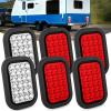6Pcs Red/White 24Led Lights 5x3Inch