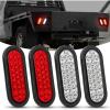 imageNilight Trailer Tail Light 2PCS 6Inch Oval 23 LED Red Amber Chrome Frame Marker Clearance Stop Brake Turn Signal Running Taillight IP67 Waterproof for Trailer Truck Pickup Camper RV4Pcs RedWhite 24Led Lights