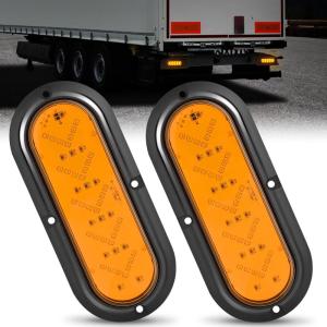imageNilight 6Inch Oval Tail Light 2PCS 35LED Arrow Red Running Stop Brake Lights Surface Mount Waterproof for 12V Caravan Truck RV Camper Trailer BusAmber Arrow Lights 2Pcs