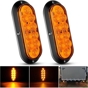 imageNilight 6Inch Oval Tail Light 2PCS 35LED Arrow Red Running Stop Brake Lights Surface Mount Waterproof for 12V Caravan Truck RV Camper Trailer BusAmber Lights Screws 2PCS
