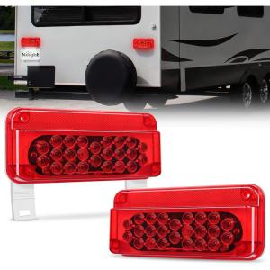 imageNilight 6Inch Oval Tail Light 2PCS 35LED Arrow Red Running Stop Brake Lights Surface Mount Waterproof for 12V Caravan Truck RV Camper Trailer BusRV Tail Light 54LED 2PCS