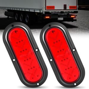 imageNilight 6Inch Oval Tail Light 2PCS 35LED Arrow Red Running Stop Brake Lights Surface Mount Waterproof for 12V Caravan Truck RV Camper Trailer BusRed Arrow Lights 2Pcs