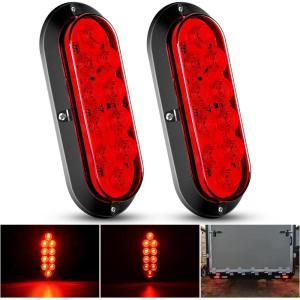 imageNilight 6Inch Oval Tail Light 2PCS 35LED Arrow Red Running Stop Brake Lights Surface Mount Waterproof for 12V Caravan Truck RV Camper Trailer BusRed Lights Screws 2PCS
