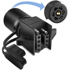 imageNilight 7 Way to 4Way Flat Blade Trailer Adapter Waterproof Rugged Nylon Housing 7 Pin to 4pin Wiring Connector7Pin to 45Pin Trailer Adapter