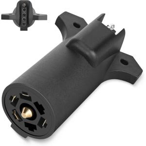 imageNilight 7 Way to 4Way Flat Blade Trailer Adapter Waterproof Rugged Nylon Housing 7 Pin to 4pin Wiring Connector7Pin to 5Pin Trailer Adapter