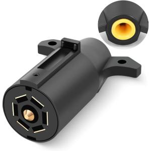 imageNilight 7 Way to 4Way Flat Blade Trailer Adapter Waterproof Rugged Nylon Housing 7 Pin to 4pin Wiring ConnectorRV Standard 7 Way Plug