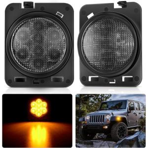 imageNilight JK Side Marker Light 8LED Smoked Lens Amber Front Fender Indicator Turn Signals Lights IP67 Waterproof Clearance Lamp Compatible with 20072017 Wrangler JKUJK 20072017 Side Marker Light
