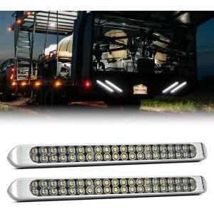 imageNilight LED Tail Light 2PCS 17 Inch 40LED Red Running Tail Stop Brake Lights wChrome Bezel Waterproof Surface Mount for 12V Towing Trailer Truck RV Camper Boat2Pcs 17 White 40LED wchrome bezel