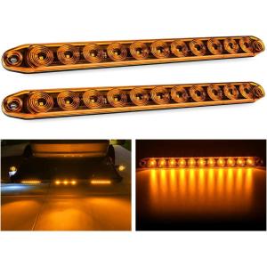 imageNilight LED Tail Light 2PCS 17 Inch 40LED Red Running Tail Stop Brake Lights wChrome Bezel Waterproof Surface Mount for 12V Towing Trailer Truck RV Camper Boat2Pcs 16 Amber 11LED