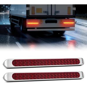 imageNilight LED Tail Light 2PCS 17 Inch 40LED Red Running Tail Stop Brake Lights wChrome Bezel Waterproof Surface Mount for 12V Towing Trailer Truck RV Camper Boat2Pcs 17 Red 40LED wchrome bezel