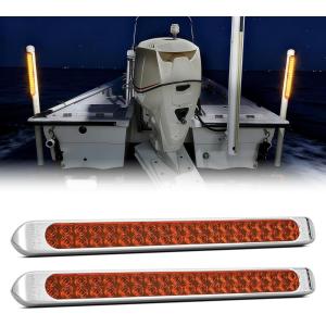 imageNilight LED Tail Light 2PCS 17 Inch 40LED Red Running Tail Stop Brake Lights wChrome Bezel Waterproof Surface Mount for 12V Towing Trailer Truck RV Camper Boat2Pcs 17 Amber 40LED wchrome bezel
