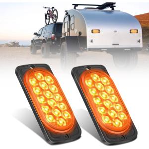 imageNilight Trailer Tail Light 2PCS 59Inch Teardrop 35 LED Amber Chrome Bezel Marker Clearance Brake Turn Signal Running Taillight IP67 Waterproof for Trailer Truck Pickup Camper RV44Inch Amber 2Pcs