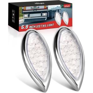 imageNilight Trailer Tail Light 2PCS 59Inch Teardrop 35 LED Amber Chrome Bezel Marker Clearance Brake Turn Signal Running Taillight IP67 Waterproof for Trailer Truck Pickup Camper RV59Inch White 2Pcs