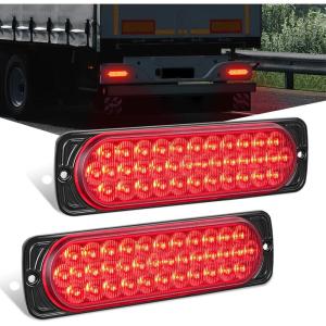 imageNilight Trailer Tail Light 2PCS 59Inch Teardrop 35 LED Amber Chrome Bezel Marker Clearance Brake Turn Signal Running Taillight IP67 Waterproof for Trailer Truck Pickup Camper RV75Inch Red 2Pcs