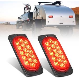 imageNilight Trailer Tail Light 2PCS 59Inch Teardrop 35 LED Amber Chrome Bezel Marker Clearance Brake Turn Signal Running Taillight IP67 Waterproof for Trailer Truck Pickup Camper RV44Inch Red 2Pcs