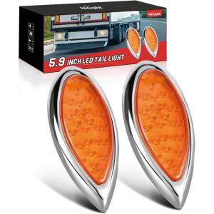 imageNilight Trailer Tail Light 2PCS 59Inch Teardrop 35 LED Amber Chrome Bezel Marker Clearance Brake Turn Signal Running Taillight IP67 Waterproof for Trailer Truck Pickup Camper RV59Inch Amber 2Pcs