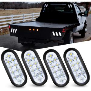 imageNilight Trailer Tail Light 2PCS 59Inch Teardrop 35 LED Amber Chrome Bezel Marker Clearance Brake Turn Signal Running Taillight IP67 Waterproof for Trailer Truck Pickup Camper RVWhite