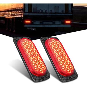 imageNilight Trailer Tail Light 2PCS 59Inch Teardrop 35 LED Amber Chrome Bezel Marker Clearance Brake Turn Signal Running Taillight IP67 Waterproof for Trailer Truck Pickup Camper RV55Inch Red 2Pcs