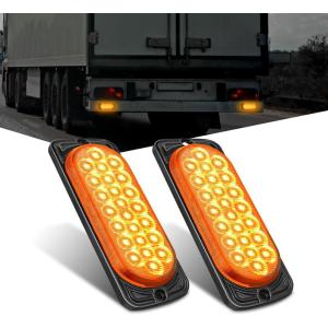 imageNilight Trailer Tail Light 2PCS 59Inch Teardrop 35 LED Amber Chrome Bezel Marker Clearance Brake Turn Signal Running Taillight IP67 Waterproof for Trailer Truck Pickup Camper RV55Inch Amber 2Pcs