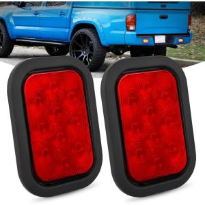 imageNilight Trailer Tail Light 2PCS 6Inch Oval 23 LED Red Amber Chrome Frame Marker Clearance Stop Brake Turn Signal Running Taillight IP67 Waterproof for Trailer Truck Pickup Camper RV2Pcs Red 10Led Lights 5x3Inch
