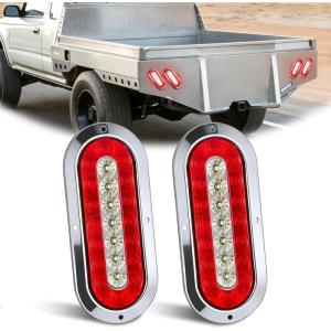 imageNilight Trailer Tail Light 2PCS 6Inch Oval 23 LED Red Amber Chrome Frame Marker Clearance Stop Brake Turn Signal Running Taillight IP67 Waterproof for Trailer Truck Pickup Camper RV2Pcs Red White Screws 23Led Lights